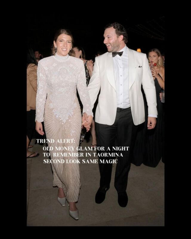The night calls for something special—an outfit that transforms, just like the celebration itself.

From a romantic ceremony to an unforgettable party, a second look isn’t just a change of dress, it’s a statement.

Alison radiates elegance in shimmering lace,Lowell redefines sophistication in a crisp white tux. Together, they embrace the art of celebration in style. Because the most beautiful nights deserve a wardrobe to match.  Would you opt for a second look on your big day? Let me know in the comments!
Alison and Lowell, Taormina 2024
@agnesedithluxuryweddingsicily

 #EveningGlam #LuxuryWeddings #TimelessElegance
#WeddingPhotographerSicily #sicilywedding #weddingtaormina #destinationweddingitaly #destinationweddingsicily #trendwedding2025 #oldmoneystyle 

"La notte richiede qualcosa di speciale—un look che si trasforma, proprio come la festa.  Dalla cerimonia romantica a un party indimenticabile, il secondo abito non è solo un cambio d’outfit, ma una vera dichiarazione di stile. Lei brilla in un raffinato pizzo scintillante, lui incarna l’eleganza con un impeccabile smoking bianco. Insieme, celebrano l’arte del glamour con classe. Perché le notti più belle meritano un look all’altezza.  Tu sceglieresti un secondo abito per il tuo grande giorno? Dimmelo nei commenti